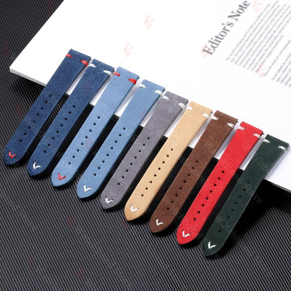 Samsung Galaxy Watch 7, 6, 5, 4 & FE Stitched Suede Band with Butterfly Clasp