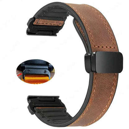 Garmin QuickFit 20/22/26mm Leather-Look Band with Magnetic Clasp