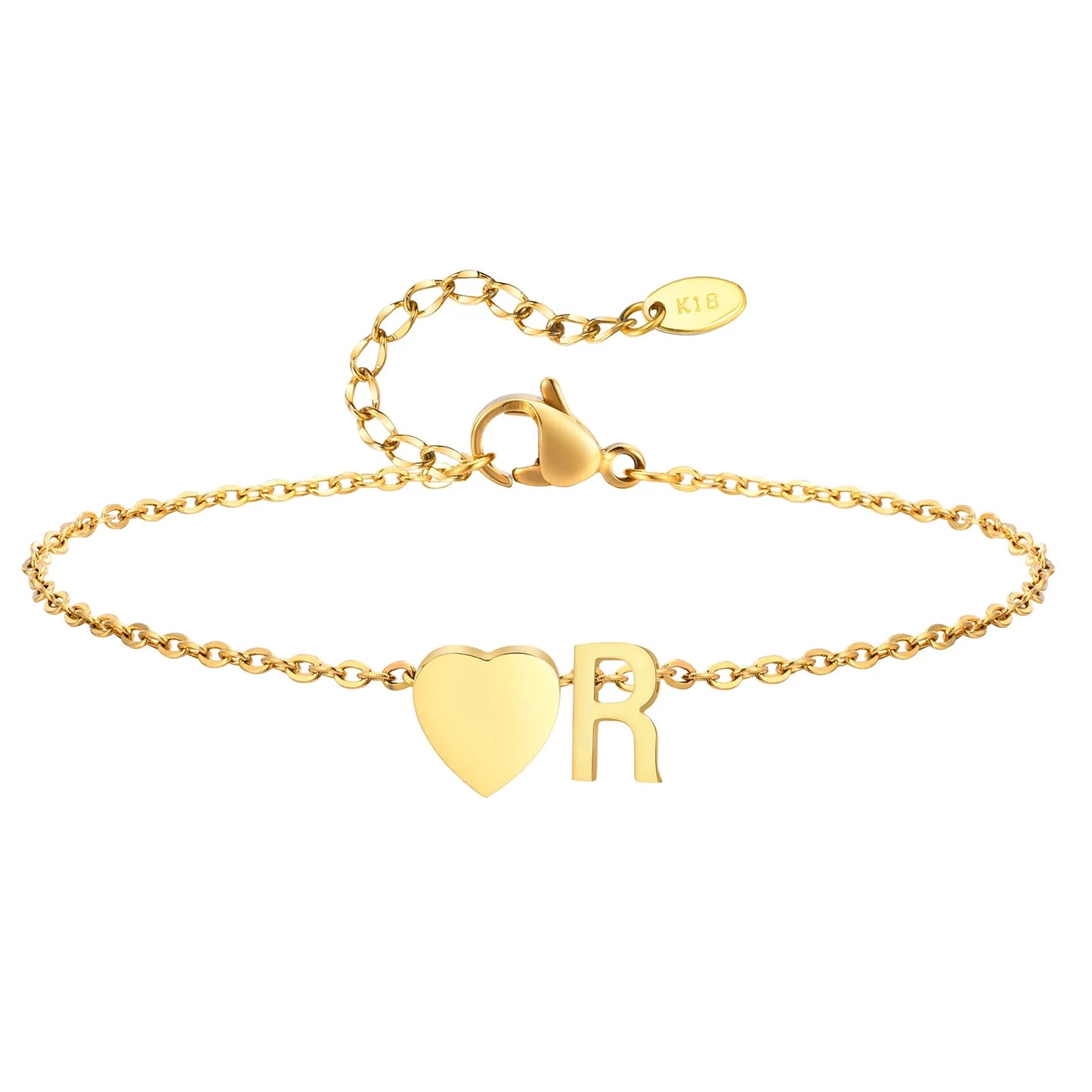 Women Heart Initial Stainless Steel Personalized Anklet Bracelets