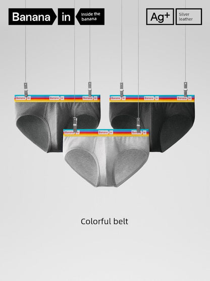 Banana Men’s Silver Briefs – Cotton Blend with Antibacterial Pouch Support