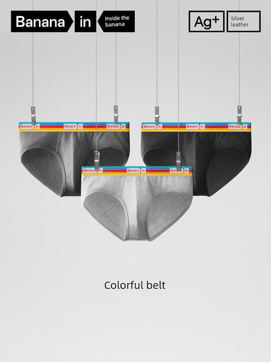 Banana Men’s Silver Briefs – Cotton Blend with Antibacterial Pouch Support