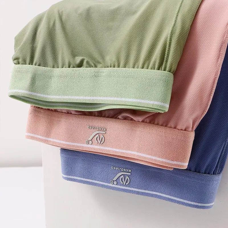 WJ Sexy Sleep Bottoms Men Arrow Shorts Ice Silk Mesh Breathable Underwear Boxers Shorts