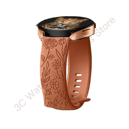 Samsung Galaxy Watch 7, 6, 5, 4 & FE Rose Engraved Silicone Band