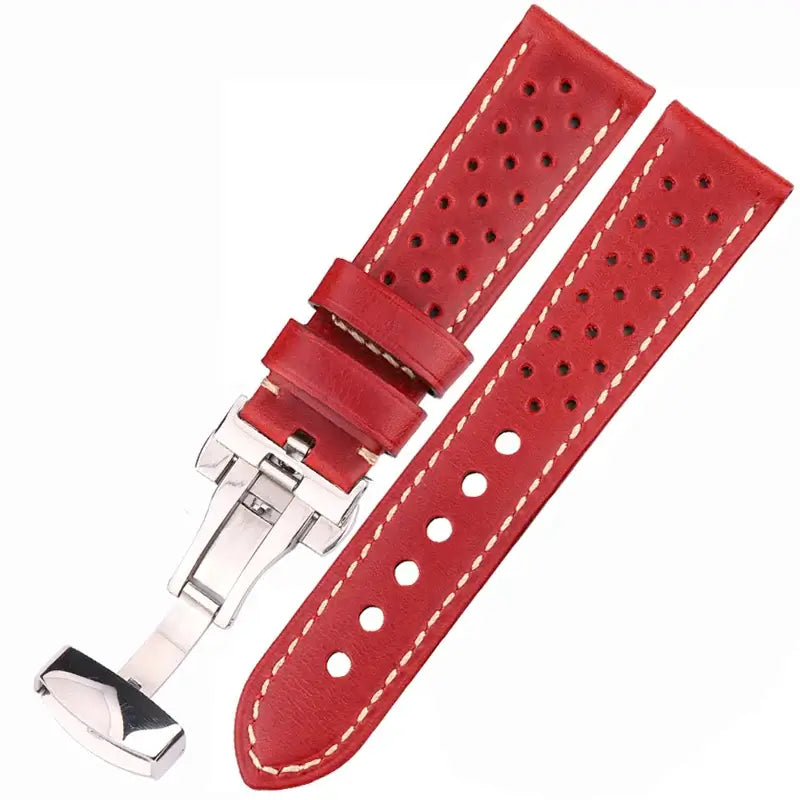 Suunto Race, Vertical & 9 Peak Perforated Leather Band, Folding Clasp