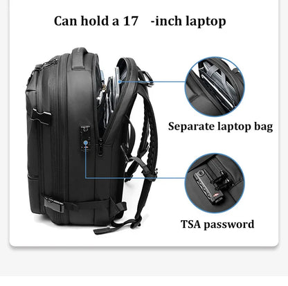 17" Laptop Travel Backpack for Men, Large Capacity, Business & School