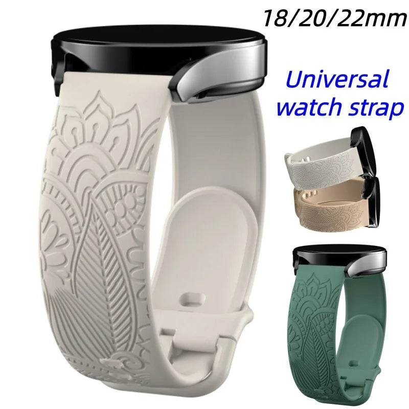 Samsung Galaxy Watch 7, 6, 5, 4 & FE Engraved Mandala Silicone Band