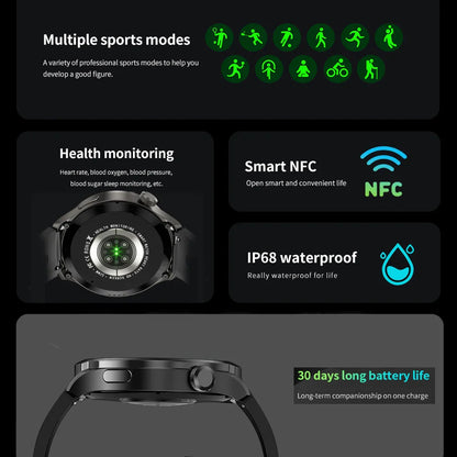 2025 New Smart Watch Men 1.85 Inch Compass 410 mAh Large Battery GPS Motion Track Bluetooth Call Health monitoring Smartwatches