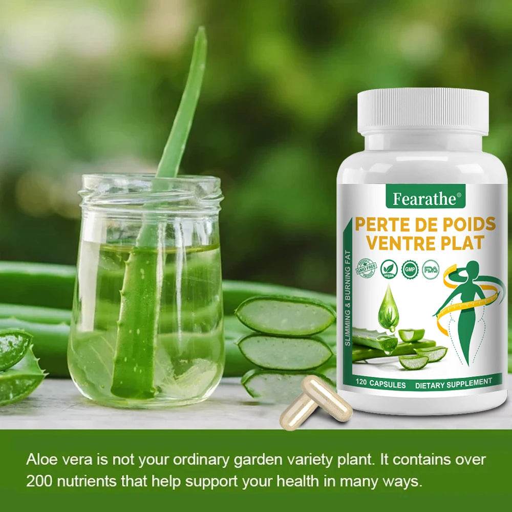 Aloe Vera Extract Capsules, Detox Cleansing and Digestive Support, Promote Gut Health, 120 Capsules