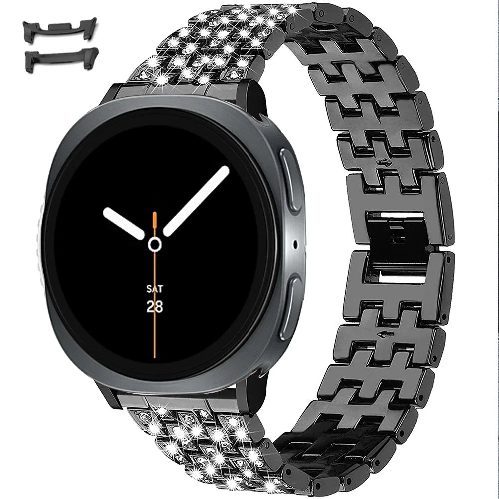 Samsung Galaxy Watch8, 8 Classic & 9 Rhinestone Steel Link Bracelet