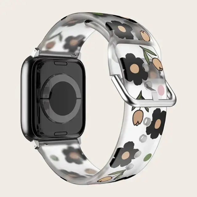 Apple Watch Patterned & Clear Silicone Band with Buckle