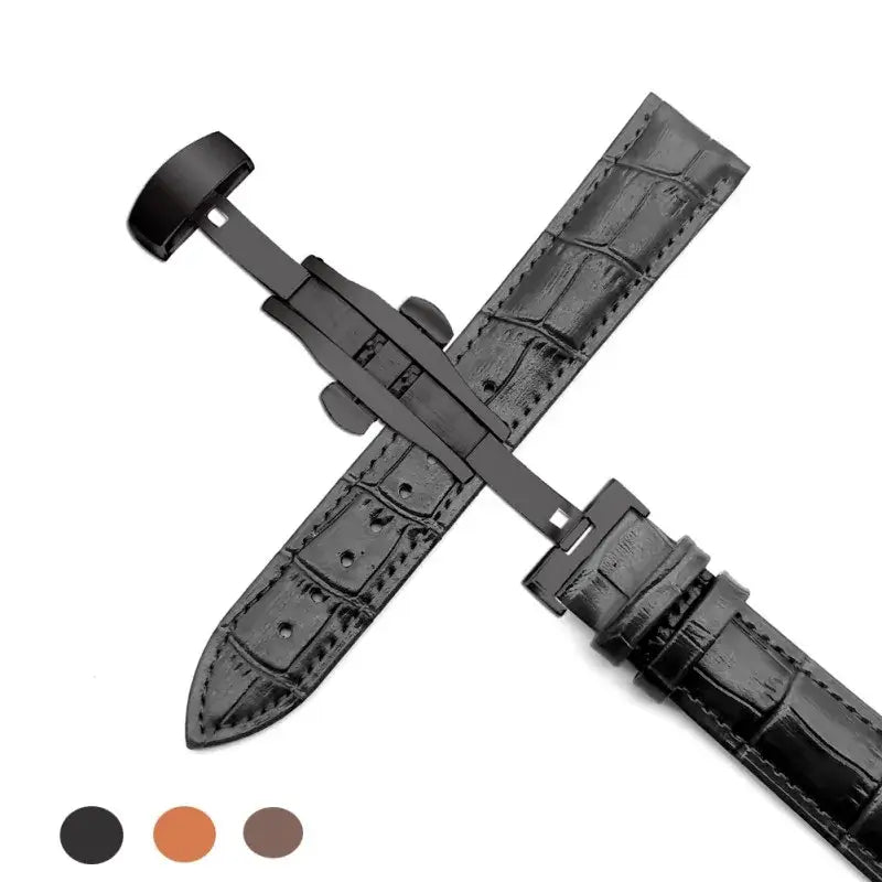 Suunto Race, Vertical & 9 Peak Croc-Pattern Leather Butterfly Band