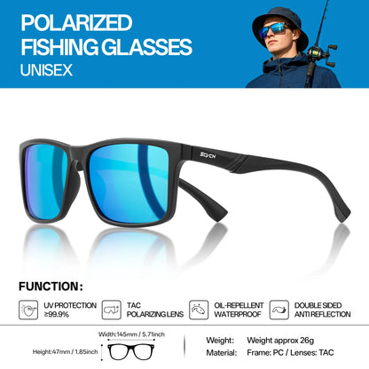 SCVCN Sea Fishing Beach Glasses Women Fishing Polarized Sunglasses Outdoor Sport Windproof Eyewear Cycling Road Bike UV400 Men