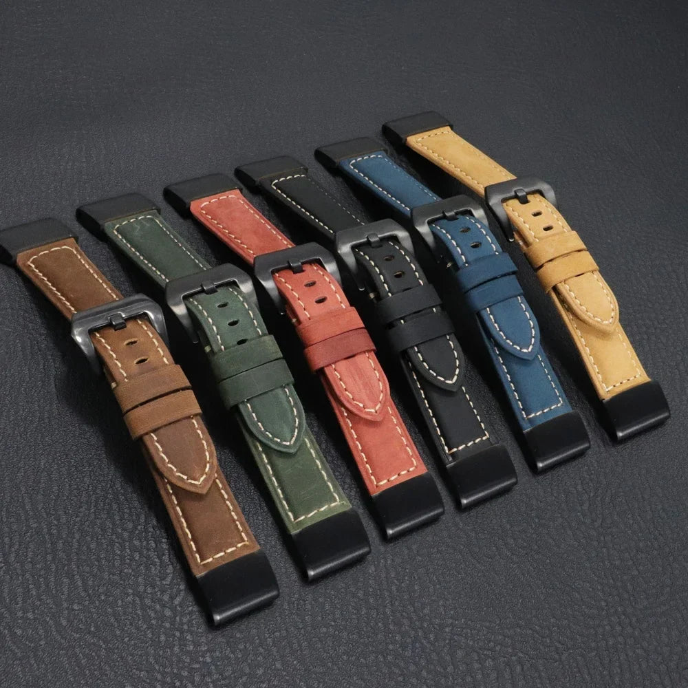 Garmin QuickFit 22/26mm Stitched Leather Buckle Band