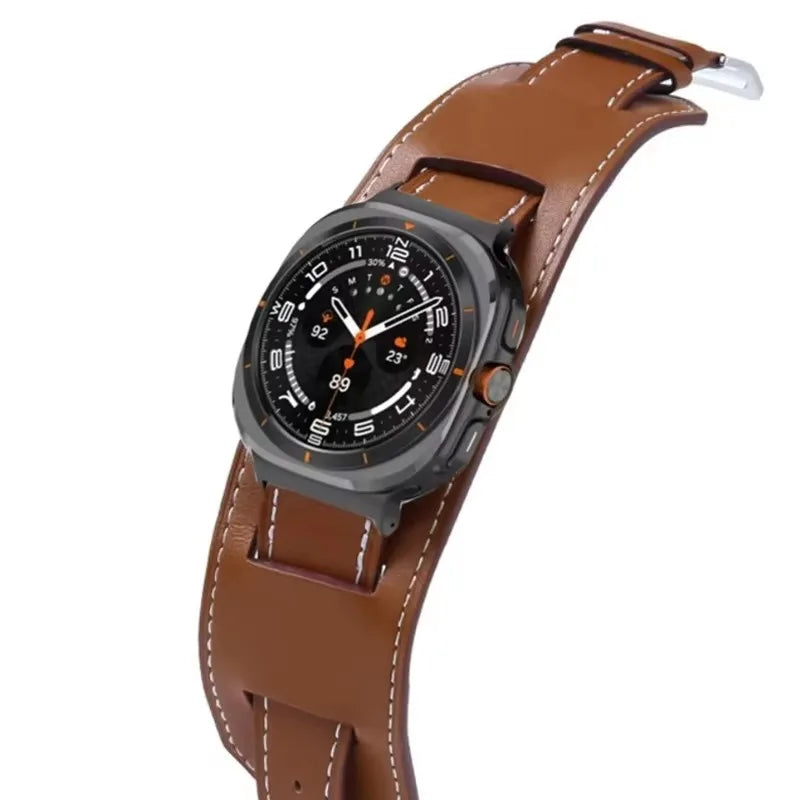 Samsung Galaxy Watch8, 9 & Ultra Leather Cuff Band