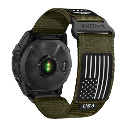 Garmin QuickFit 20/22/26mm Nylon Band with USA Flag Patch