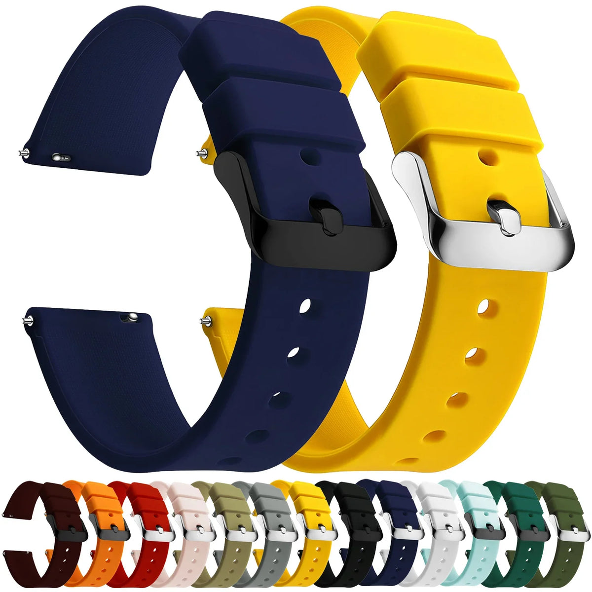 Samsung Galaxy Watch 7, 6, 5, 4 & FE Curved-End Silicone Band