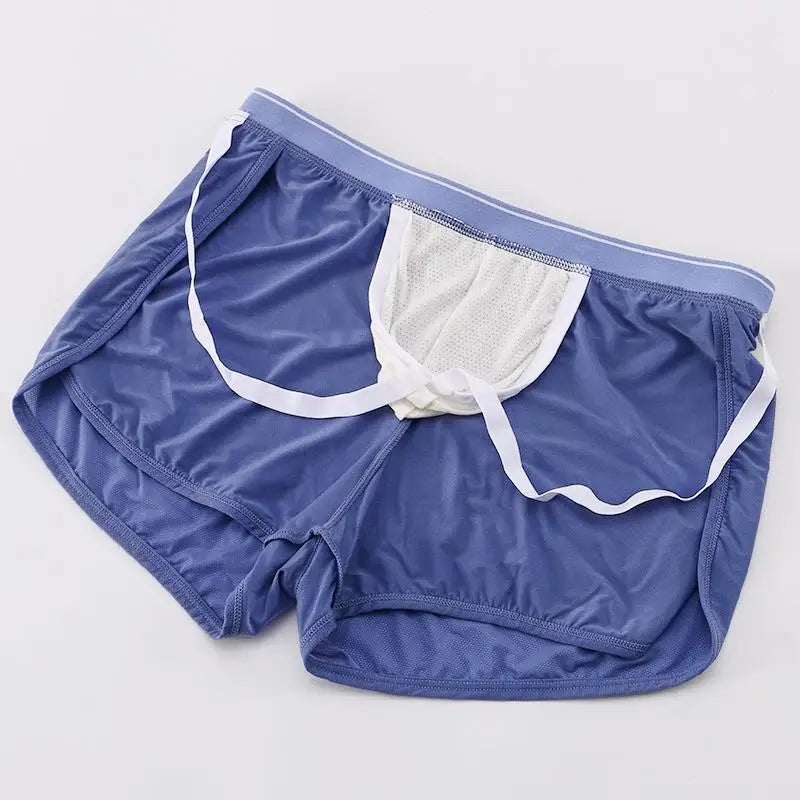 WJ Sexy Sleep Bottoms Men Arrow Shorts Ice Silk Mesh Breathable Underwear Boxers Shorts