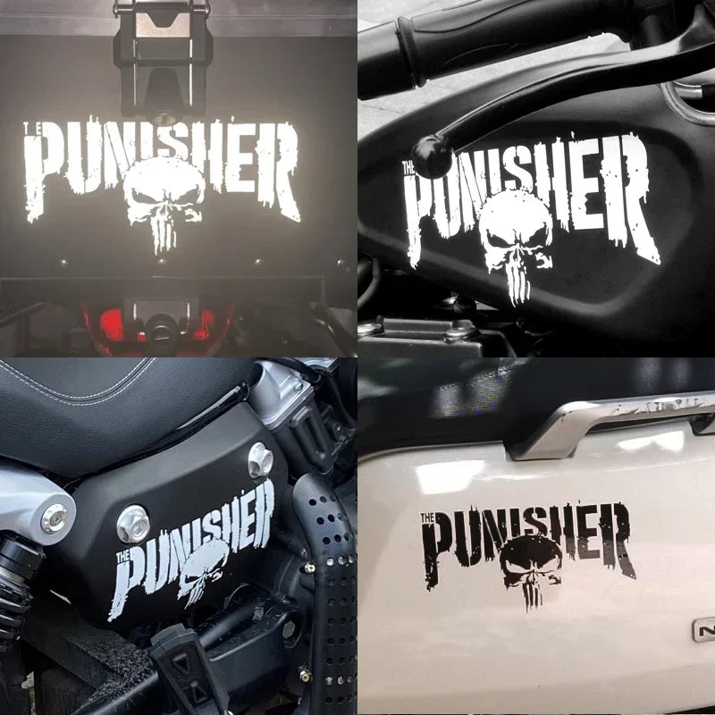 Motorcycle Tank Decals Punisher Reflective Waterproof PVC