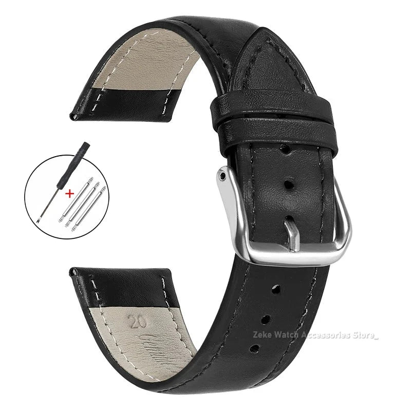 Samsung Galaxy Watch 7, 6, 5, 4 & FE Slim Calfskin Band, Spring Bars & Tool