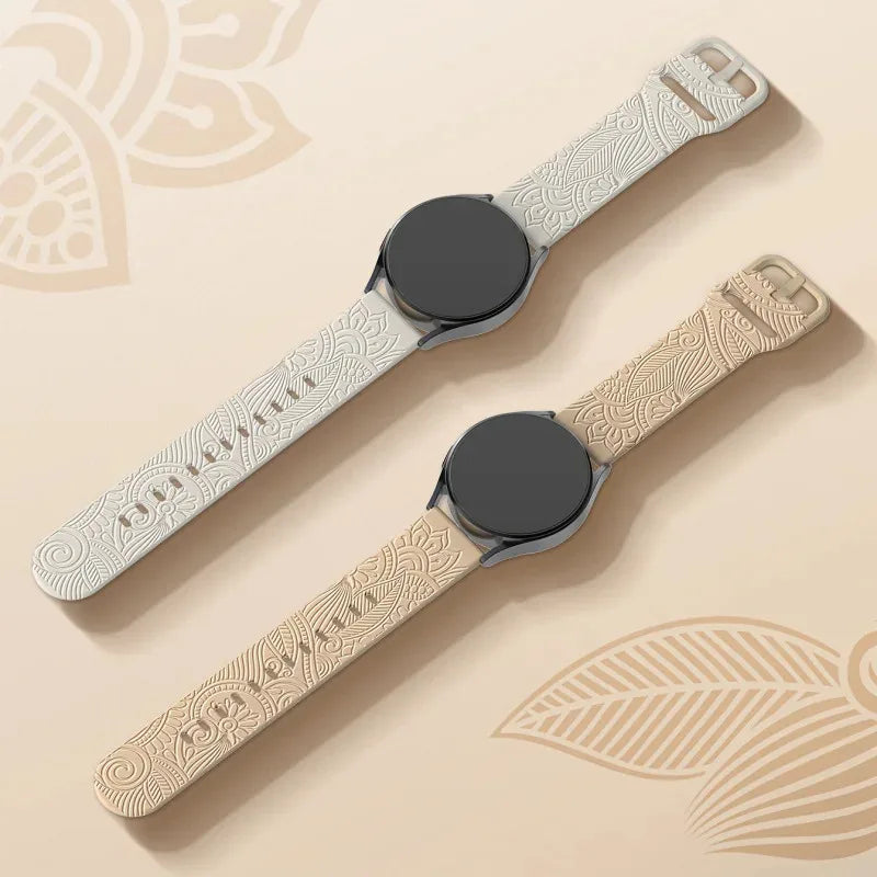 Samsung Galaxy Watch 7, 6, 5, 4 & FE Engraved Mandala Silicone Band
