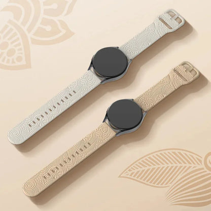 Samsung Galaxy Watch 7, 6, 5, 4 & FE Engraved Mandala Silicone Band