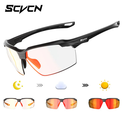 SCVCN Photochromic Cycling Sunglasses Marathon Running Glasses Men Outdoor Sports Women Driving Bicycle Bike Eyewear New