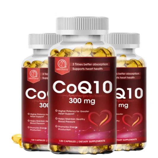 BBEEAAUU Coenzyme Q10 Capsules Heart Health Supplement COQ10 Supports Cardiovascular Health Blood Pressure Health