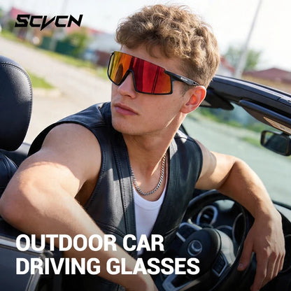 SCVCN Men Women Outdoor Sports Photochromic Running Casual Goggles MTB Bike Glasses UV400 Hiking Eyewear Cycling Sunglasses