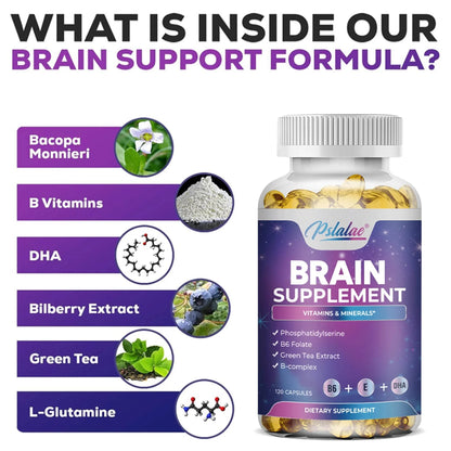Brain Supplement - Memory, Focus, Clarity, Energy Brain Supplement - 120 Capsules