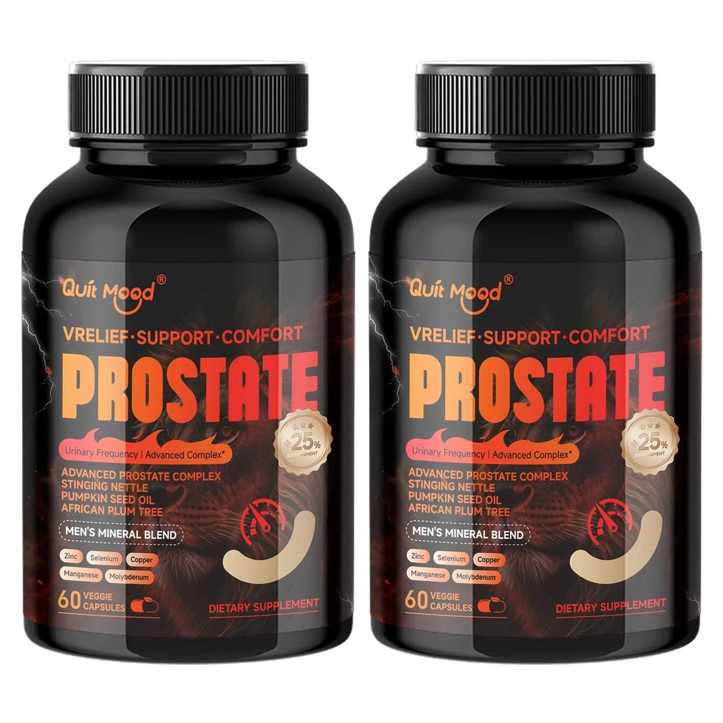 Quit mood - Advanced Prostate Support | Stinging Nettle, Pumpkin Seed Oil & African Plum Extract | 60 Caps - Men’s Health Focus