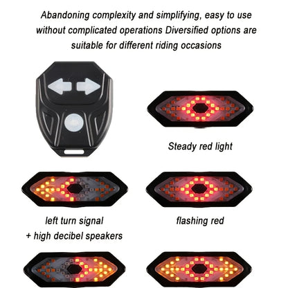 Remote Lights (Bike Turn Signals / Rear Light) with LED Lamp - Rechargeable USB - Wireless