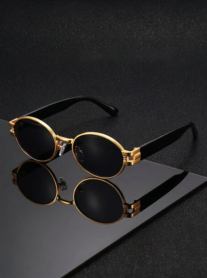 VIOLA MAG Retro Oval Sunglasses for Men Women, Vintage Small Round Polarized Sun Glasses, UV400 Protection Fashion Shades with F