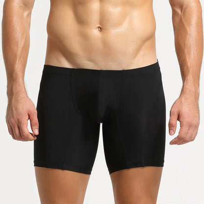 Men’s Long Leg Boxer Shorts – Stretch Ice Silk Athletic Underwear