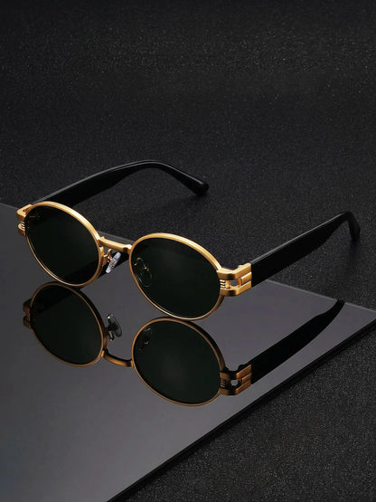 VIOLA MAG Retro Oval Sunglasses for Men Women, Vintage Small Round Polarized Sun Glasses, UV400 Protection Fashion Shades with F