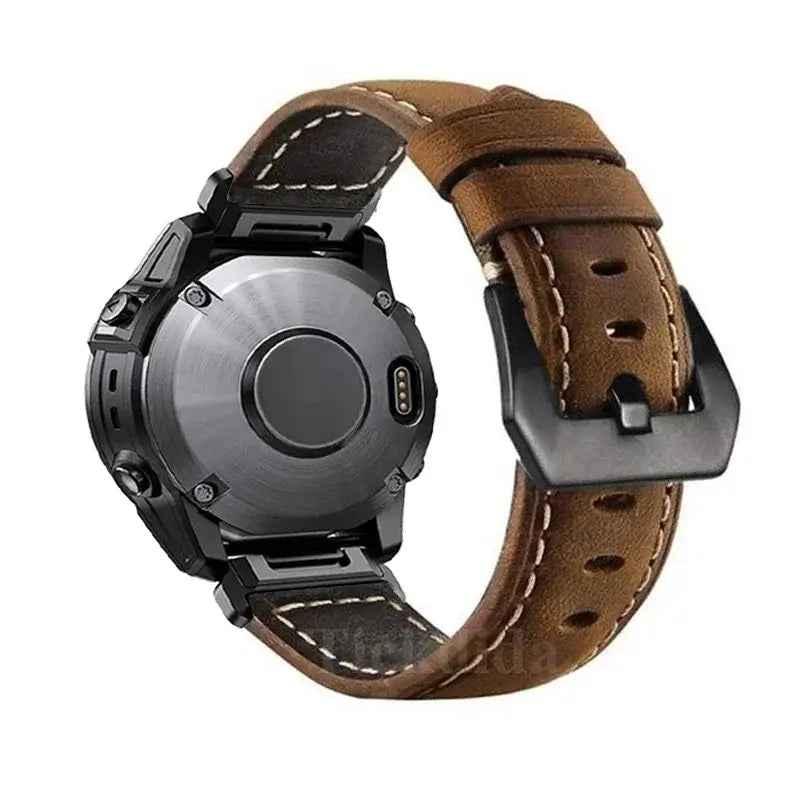 Garmin QuickFit 22/26mm Leather Band with Contrast Stitching