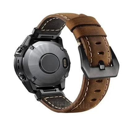 Garmin QuickFit 22/26mm Leather Band with Contrast Stitching