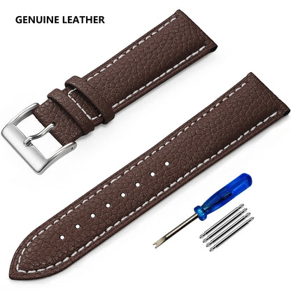 Samsung Galaxy Watch 7, 6, 5, 4 & FE Grained Leather Band, Spring Bars & Tool