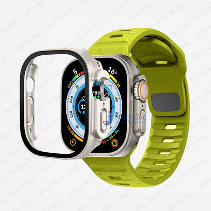Silicone Sport Band+Case for Apple Watch Ultra Band Case Strap