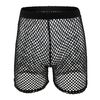 Sexy Big Mesh Boxer Shorts Men Underwear Pajamas Shorts Hollow Fishnet Underpants Boxershorts Casual Fitness Men Sleep Bottoms