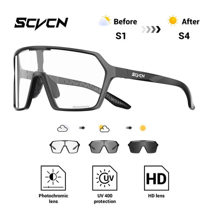 SCVCN Fashion Photochromic Men Cycling Sunglasses Women Outdoor Sports Running Mountain Hiking Glasses UV400 Protective Eyewear