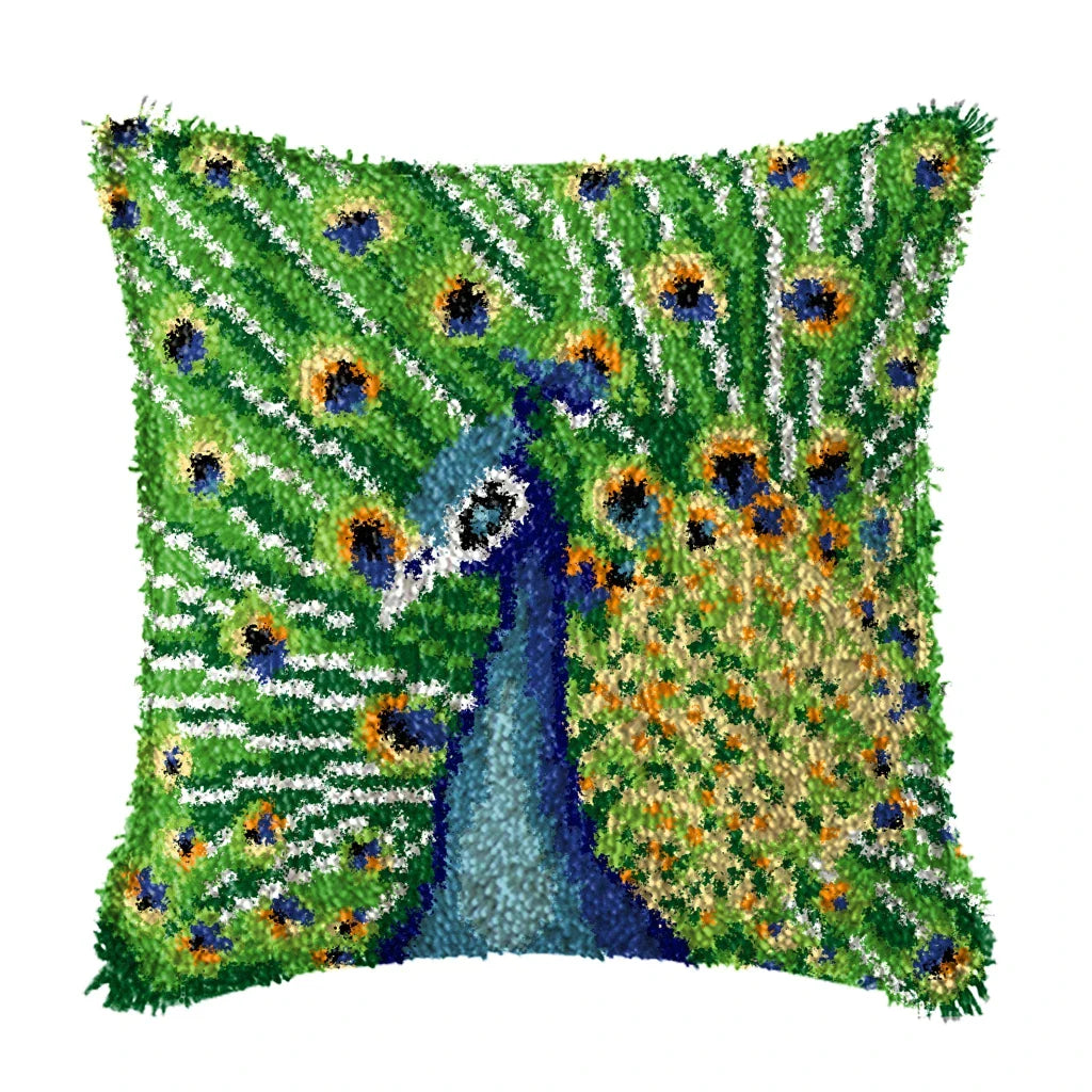 Peacock Pillow Latch hook kit