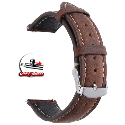 Samsung Galaxy Watch 7, 6, 5, 4 & FE Vintage Stitched Leather Band