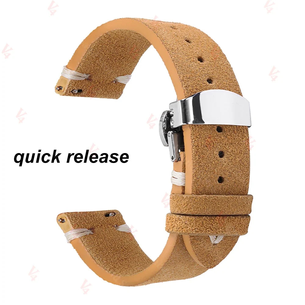 Samsung Galaxy Watch 7, 6, 5, 4 & FE Stitched Suede Band with Butterfly Clasp
