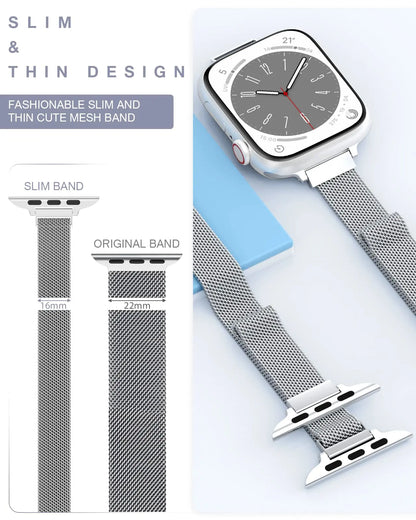 Apple Watch Slim Milanese Loop Band - Stainless Steel Mesh