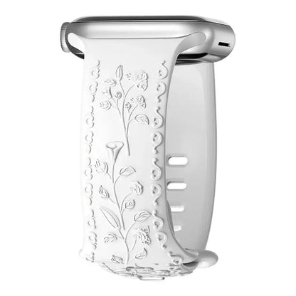 Apple Watch Silicone Band - Floral Engraved - Stylish Design