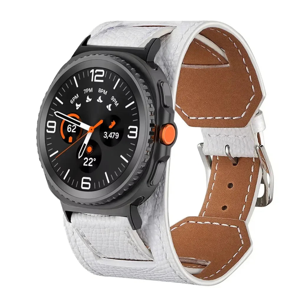 Samsung Galaxy Watch8, 9 & Ultra Leather Cuff Band