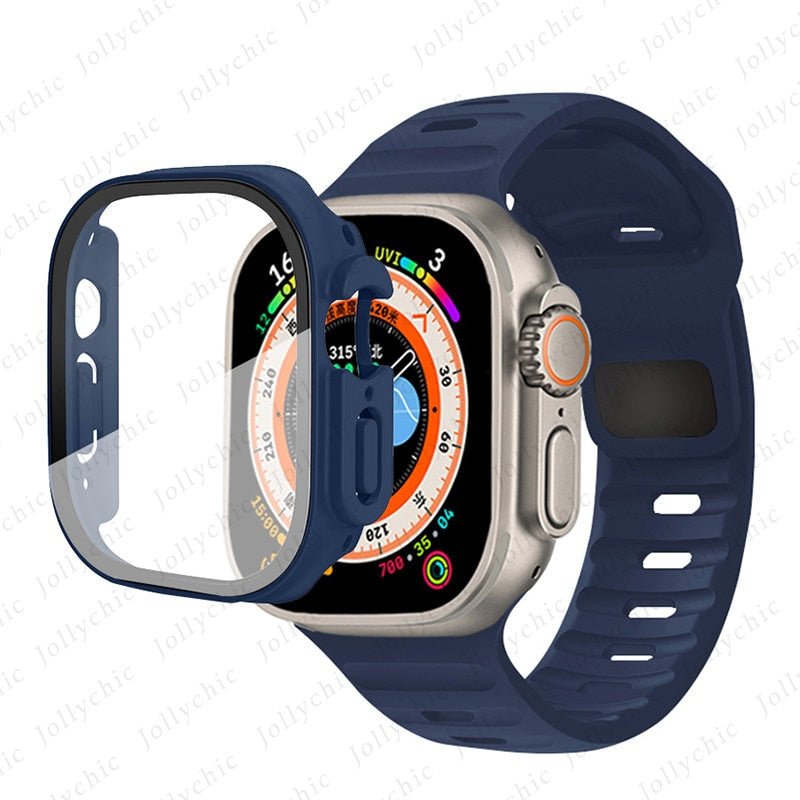 Silicone Sport Band+Case for Apple Watch Ultra Band Case Strap