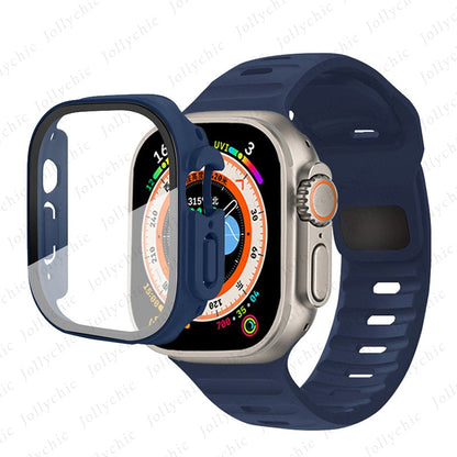 Silicone Sport Band+Case for Apple Watch Ultra Band Case Strap