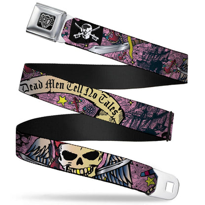 BD Wings Logo CLOSE-UP Full Color Black Silver Seatbelt Belt - Dead Men Tell No Tales Pink Webbing