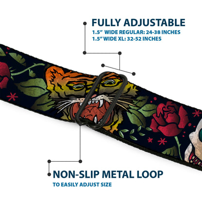 BD Wings Logo CLOSE-UP Full Color Black Silver Seatbelt Belt - Death Before Dishonor CLOSE-UP Black Webbing